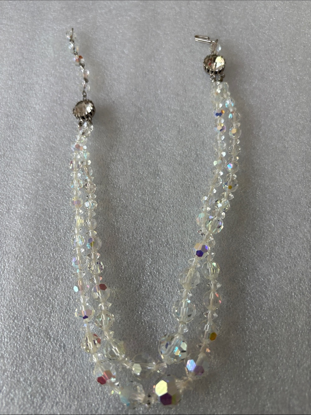 Crystal Aurora Borealis Multi-Strand Beaded Necklace - Clear